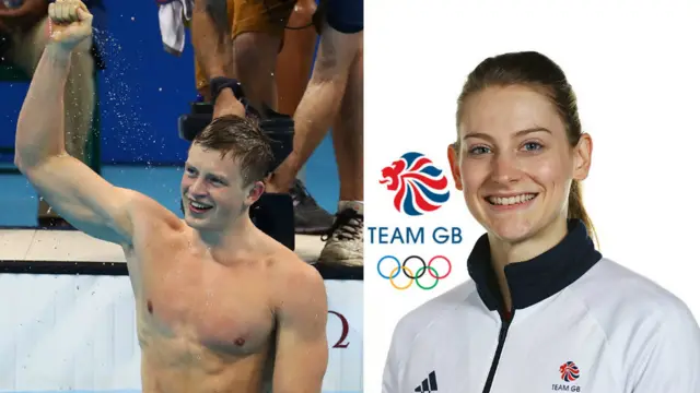 Adam Peaty and right, Bryony Page