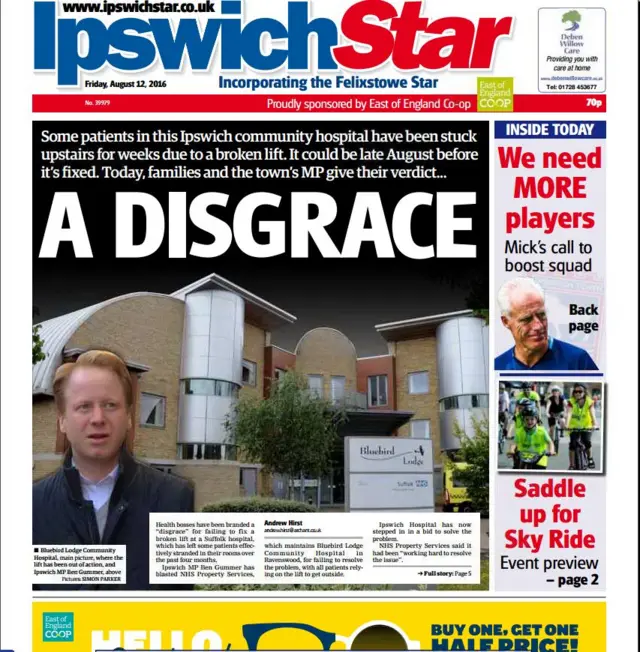 Ipswich Star front page