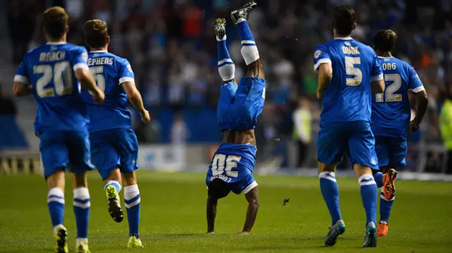 Kazenga LuaLua celebrates his winner against Nottingham Forest