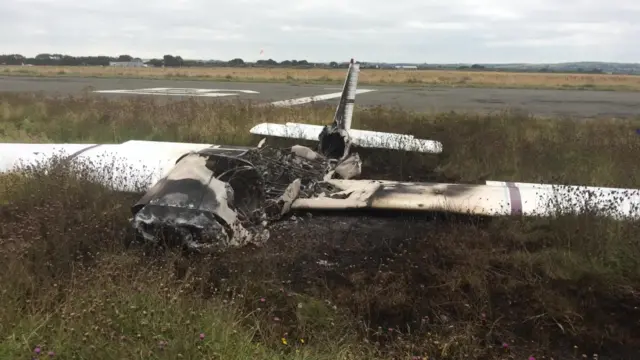 Burned out plane