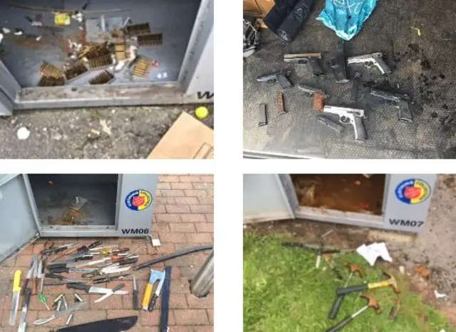 Knives, pistols and live military-grade ammunition left in weapon surrender bins across Birmingham and the Black Country