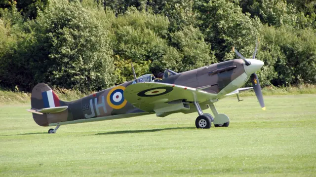 Spitfire on the ground at an air show in 2007