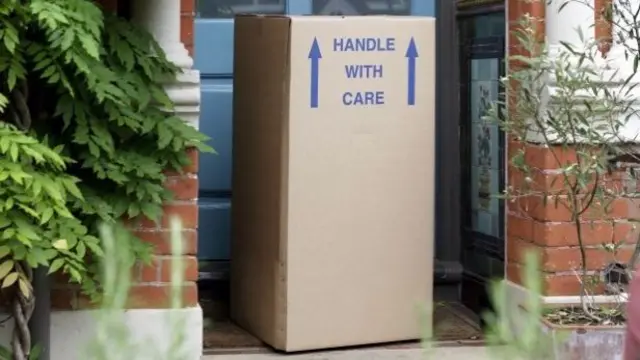 A parcel outside a house