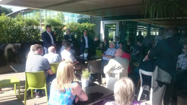 Owen Smith talking to Labour members in Corby