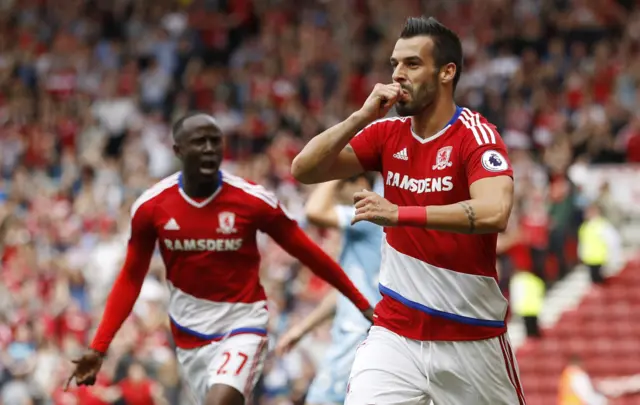 Alvaro Negredo celebrates