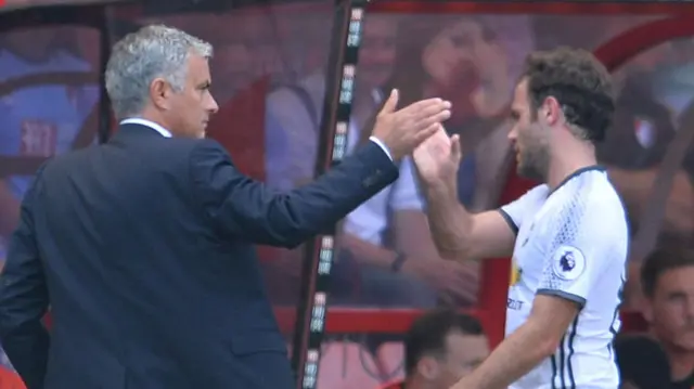 Jose Mourinho and Juan Mata