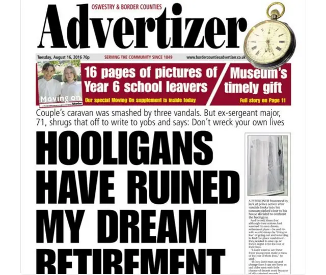 Oswestry Advertiser front page