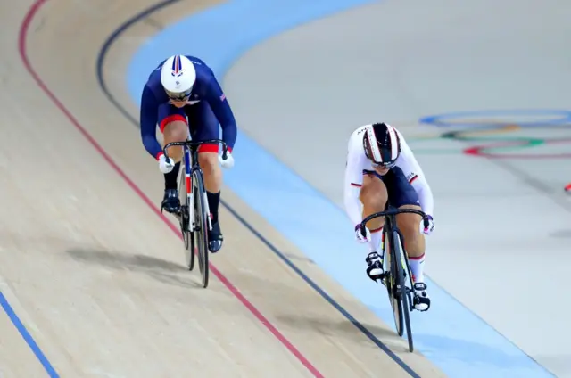 Britain's Katy Marchant (left) is beaten by Germany's Kristina Vogel