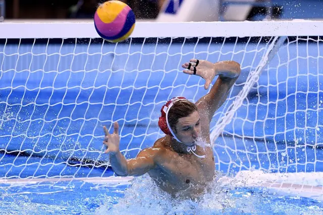 Croatia's Marko Bijac makes a save