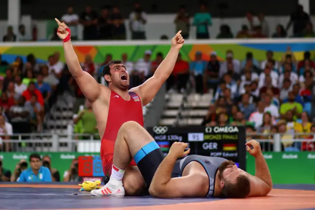 Sabah Shariati and Eduard Popp in Greco-Roman wresting at Rio 2016