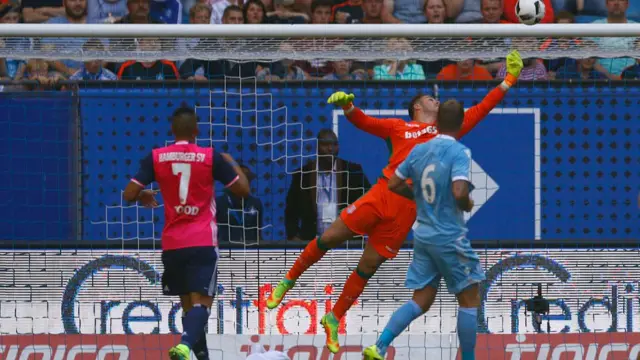 Jack Butland making a save in pre-season