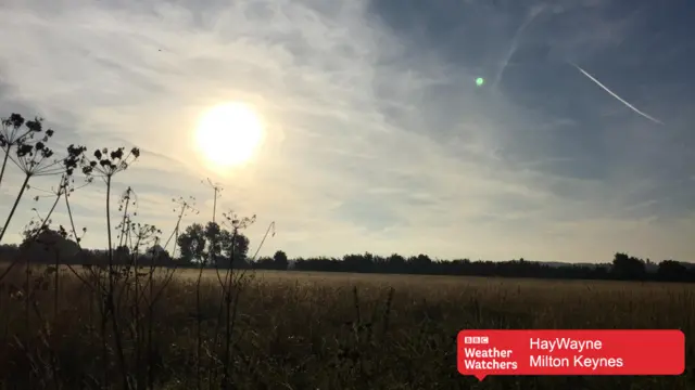 Sunrise over field in Milton Keynes