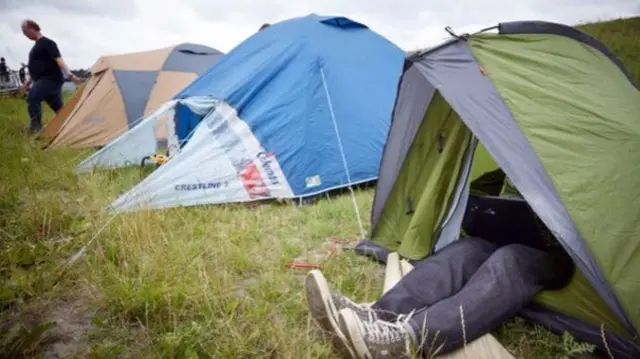 People in tents