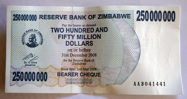 Zimbabwe bank note