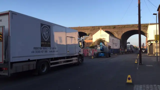 Warner Brothers crew in Digbeth filming for the new film Ready Player One