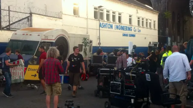 Warner Brothers crew filming in Digbeth