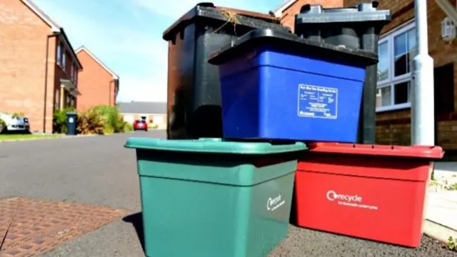 Bins and boxes piled up in Newcastle.