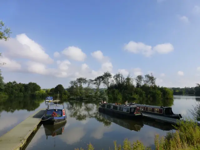 Narrowboats in water