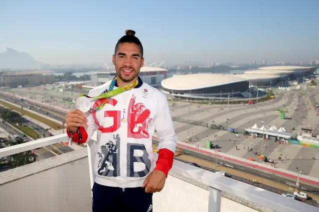 Louis Smith with silver medal, Rio