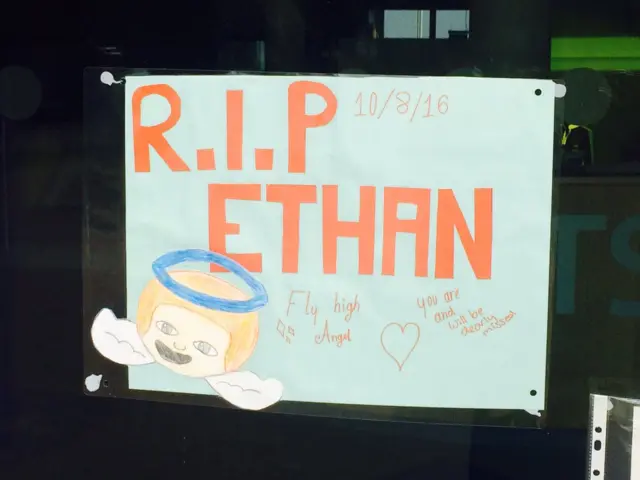 Tributes left for Ethan Houghton outside his school in Dunstable