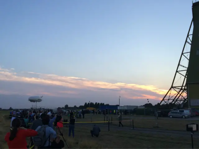 Airlander 10 in flight above world's media