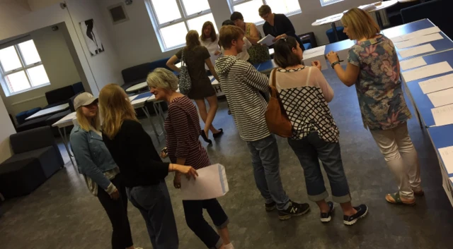 Students at William Howard school collecting results