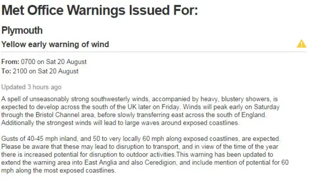 Weather warning