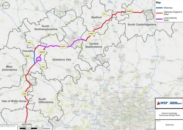 Oxford to Cambridge map