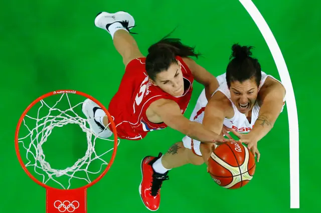 Spain's Laura Nicholls and Serbia's Dragana Stankovic