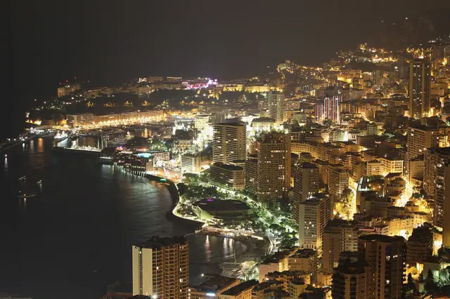 View over Monaco at night