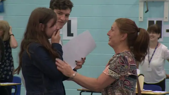 Student getting A-Level result