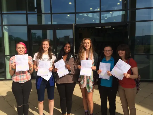 Students with A-level results in Peterborough