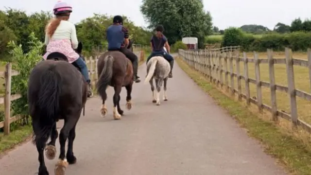 Children riding horses