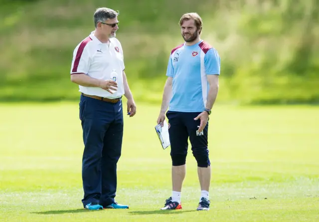 Hearts' director of football Craig Levein (left) and manager Robbie Neilson