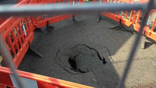 Sinkhole in the road