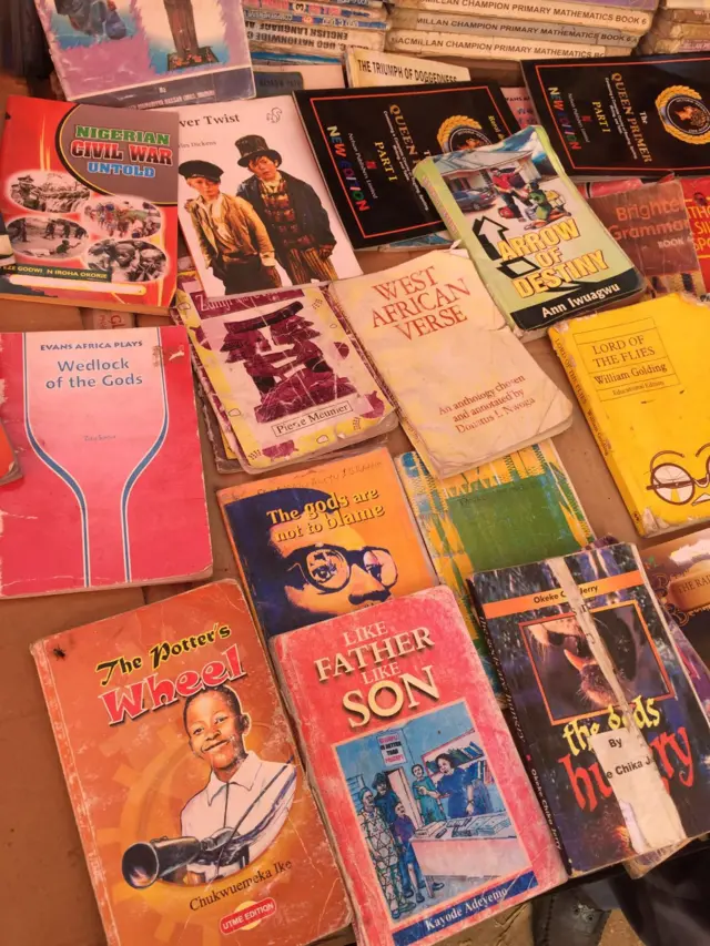 "West African Verse", the "Nigerian civil war" and other titles on display at a book stall