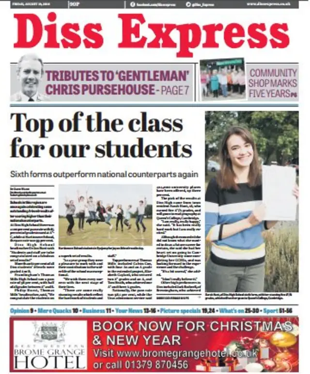 front page of Diss Express