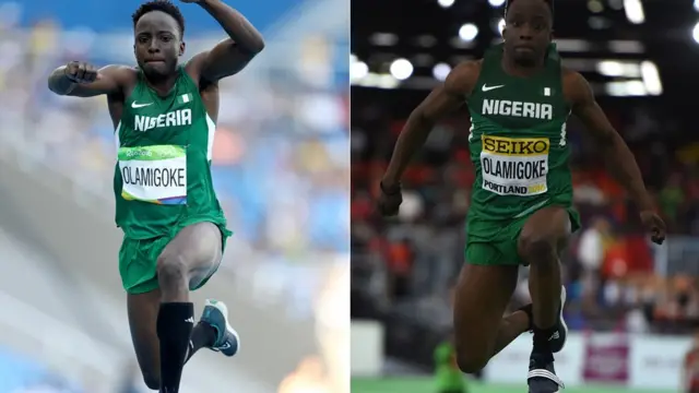 Triple jumper Olu Olamigoke in action