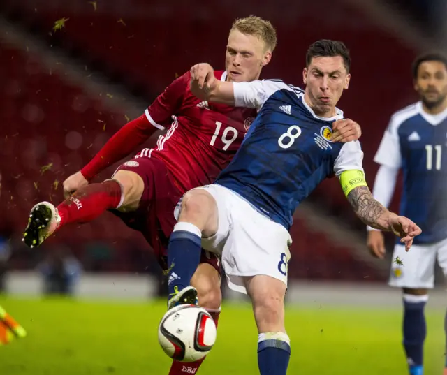 Scott Brown won the last of his 50 caps against Denmark in March