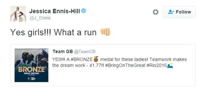 Jessica Ennis-Hill tweet