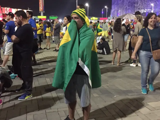 Brazil fan looks nervous