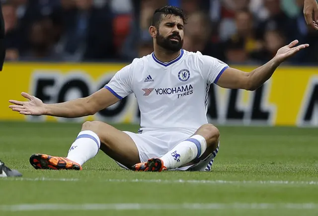 Diego Costa reacts