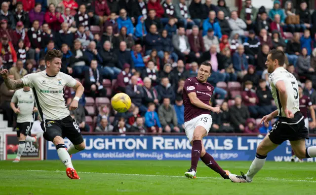 Don Cowie fires Hearts ahead against Caley Thistle