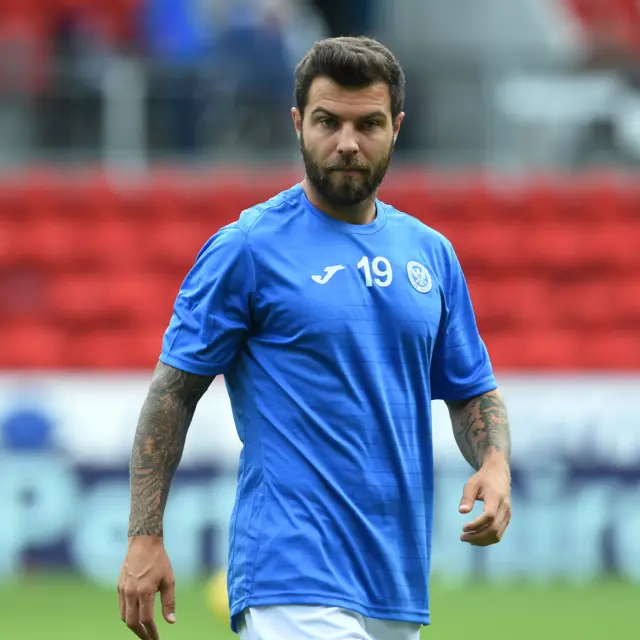 Richard Foster warms up for St Johnstone before kick-off