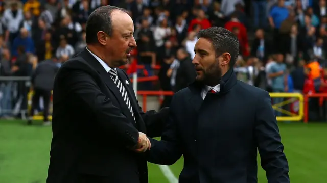 Rafael Benitez and Lee Johnson