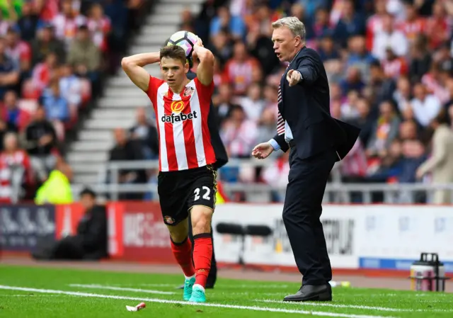 Donald Love of Sunderland with boss David Moyes