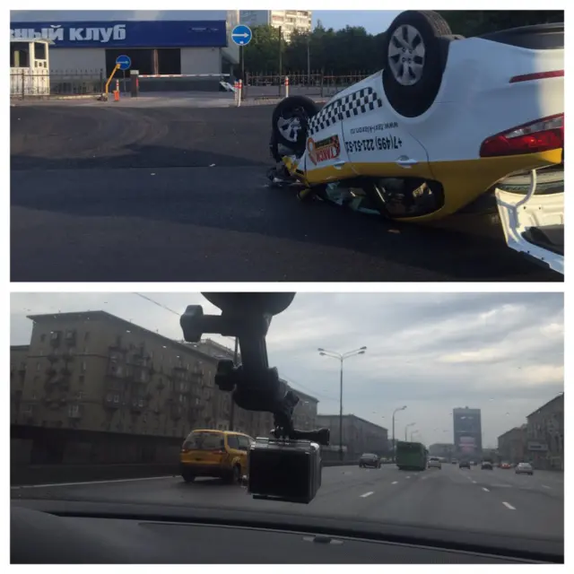 A car flipped over