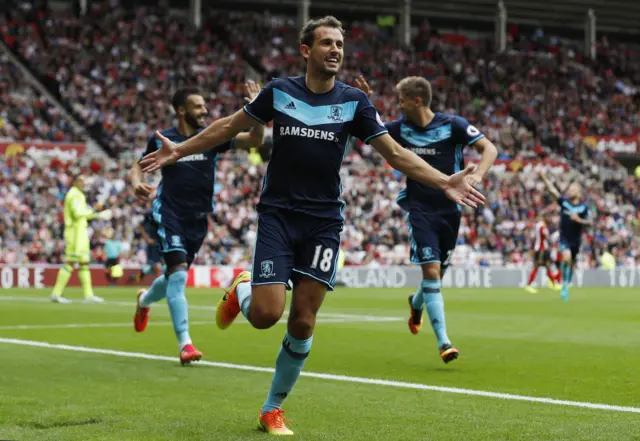 Cristhian Stuani celebrates