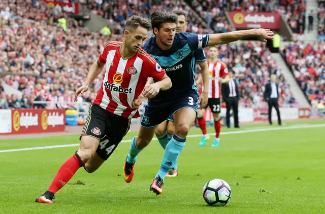 Adnan Januzaj takes on George Friend