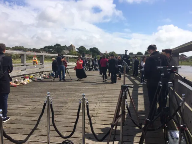 Camera crews on Shoreham Bridge